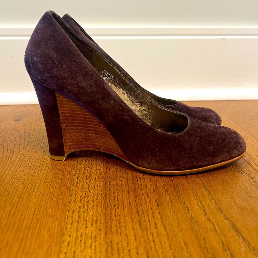 Donald J. Pliner Heather Espresso brown suede wooden wedge